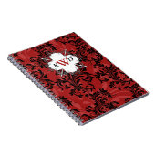 Monogrammed Red Black White Scrolls Notitieboek (Rechterzijde)