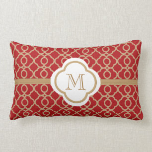 Monogrammed Red en Gold Moroccan Kussen