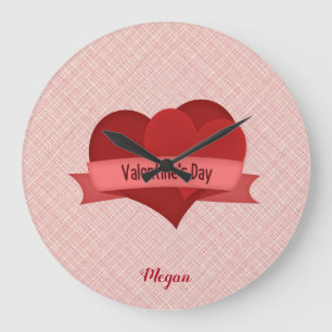Monogrammed Red Hearts Grote Klok
