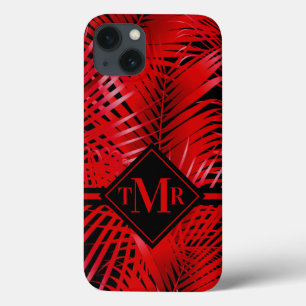 Monogrammed Red Palm iPhone 13 Hoesje