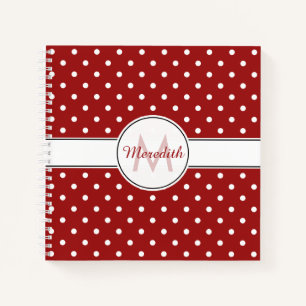 Monogrammed Red Polka Dots Pattern Notitieboek