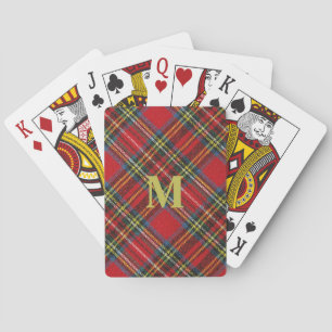 Monogrammed Red Tartan Pokerkaarten