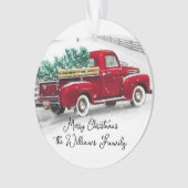 Monogrammed Red truck Kerstmis Acrylversiering Ornament (voorkant)