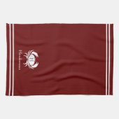 Monogrammed Red White Crab Nautical Kitchen Towel Theedoek (Horizontaal)