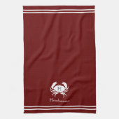 Monogrammed Red White Crab Nautical Kitchen Towel Theedoek (Verticaal)