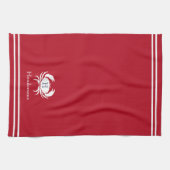 Monogrammed Red White Crab Nautical Kitchen Towel Theedoek (Horizontaal)