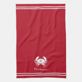 Monogrammed Red White Crab Nautical Kitchen Towel Theedoek (Verticaal)