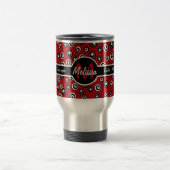 Monogrammed Red White en Black Circle Pattern Reisbeker (Center)