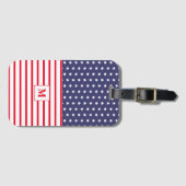 Monogrammed Red White en Blue American Flag Bagagelabel (Voorkant (horizontaal))