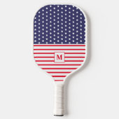 Monogrammed Red White en Blue American Flag Pickleball Paddle (Achterkant)