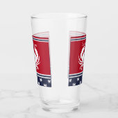 Monogrammed Red White Navy Blue Crab Glas (Rechts)