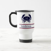 Monogrammed Red White Navy Blue Crab Nautical Reisbeker (Links)