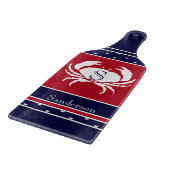 Monogrammed Red White Navy Blue Crab Nautical Snijplank (Hoek)