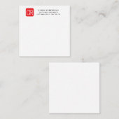 Monogrammed Red White Professional Plain Notitiekaartje (Voorkant / Achterkant)