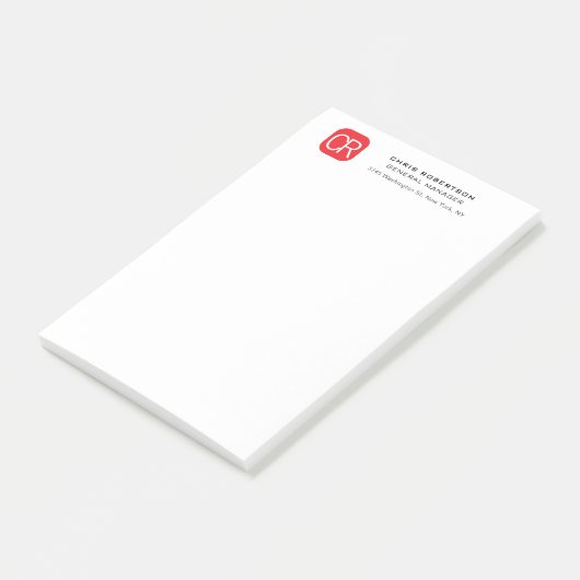 Monogrammed Red White Professional Plain Post-it® Notes (Schuin)