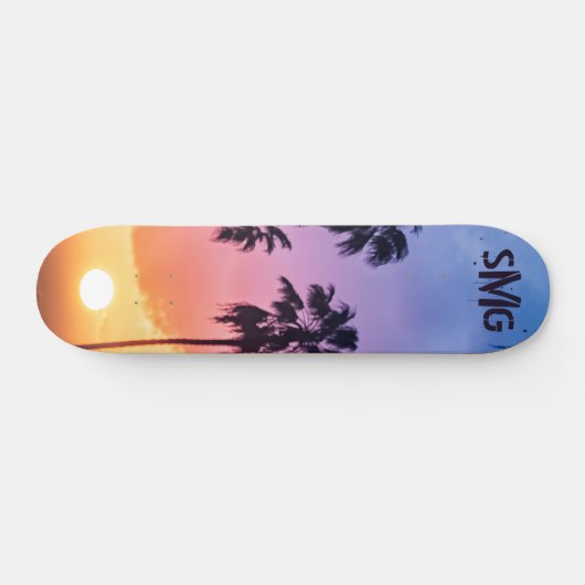 Monogrammed regenboog Zonnepalm Aangepaste boom Skateboard (Horizontaal)