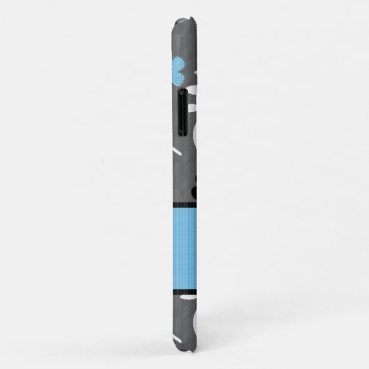 Monogrammed Retro Blue Floral Theme Case-Mate iPhone Case (Achterkant/rechts)