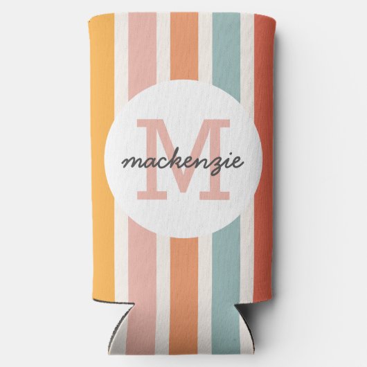 Monogrammed Retro Kleurrijke Strepen Gepersonalise (Achterkant)