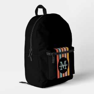 Monogrammed Retro Kleurrijke Strepen Gepersonalise Bedrukte Rugzak