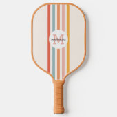 Monogrammed Retro Kleurrijke Strepen Gepersonalise Pickleball Paddle (Voorkant)