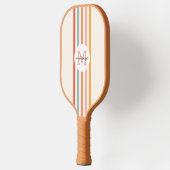 Monogrammed Retro Kleurrijke Strepen Gepersonalise Pickleball Paddle (Links)