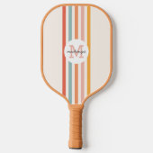 Monogrammed Retro Kleurrijke Strepen Gepersonalise Pickleball Paddle (Achterkant)