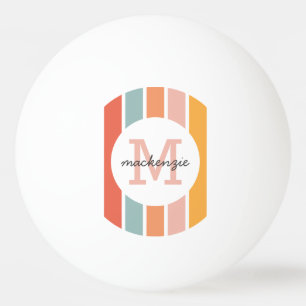 Monogrammed Retro Kleurrijke Strepen Gepersonalise Pingpongballen