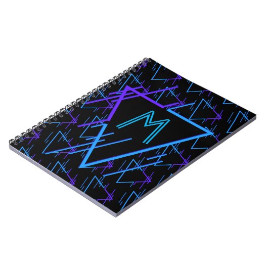 Monogrammed Retro Neon Geometric Pattern 2 Notitieboek (Linkerzijde)