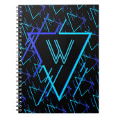 Monogrammed Retro Neon Geometric Pattern 3 Notitieboek (Voorkant)