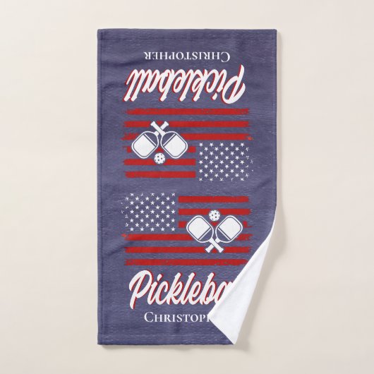 Monogrammed Retro Pickleball Player Sport Handdoek (Handdoek)