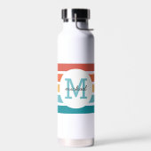 Monogrammed Retro Stripes gepersonaliseerd Waterfles (Links)