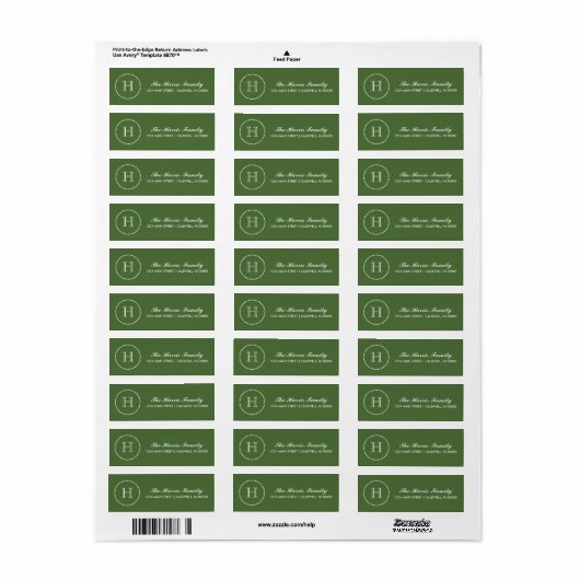 Monogrammed Return Address Labels (Full Sheet)