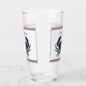 Monogrammed Rood Wit Navy Blauwe Krab Nautische Gl Glas (Links)
