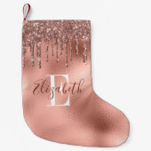 Monogrammed Roos Gold Glitter Drivers Kleine Kerstsok (Voorkant)