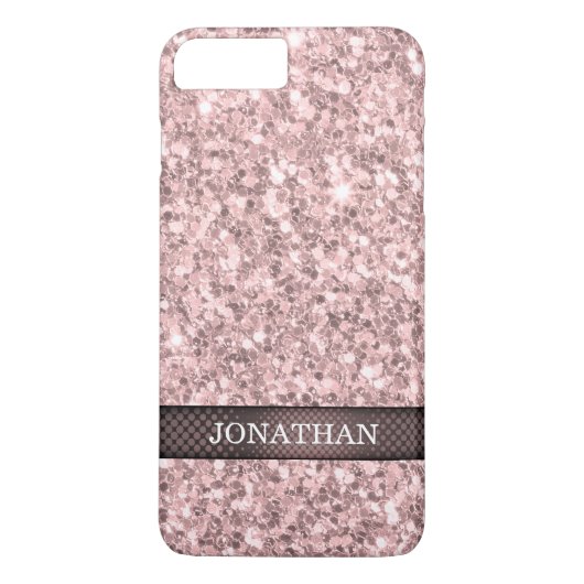 Monogrammed Roos gouden glitterpatroon Case-Mate iPhone Case (Achterkant)