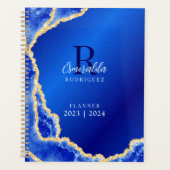 Monogrammed Royal Blue Agate 2023 2024 Elegant Planner (Voorkant)