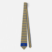 Monogrammed Royal Blue en Gold Stripes Stropdas (Voorkant)