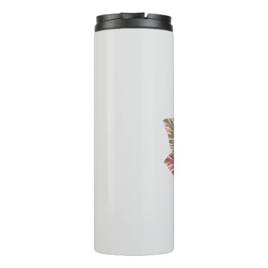 Monogrammed Roze Bloemen Initiaal R Thermosbeker (Achterkant)