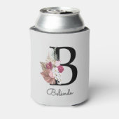 Monogrammed Roze Boho Bloemen Initiaal B Blikjeskoeler (Blikje Achterkant)