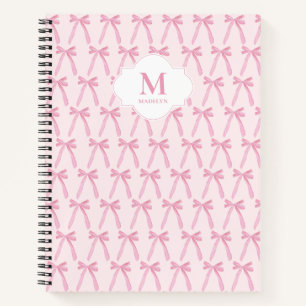 Monogrammed Roze Coquette boog patroon gepersonali Notitieboek