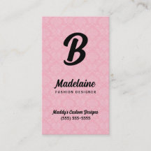 Monogrammed roze damast en zwart