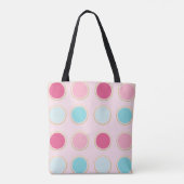 Monogrammed roze en blauwe Polka Dot Draagtas (Achterkant)
