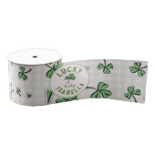 Monogrammed roze en groen Lucky Baby Shamrocks Grosgrain Lint (Spoel)