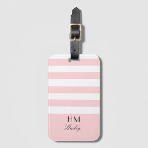 Monogrammed Roze en wit stijlvol Bagagelabel