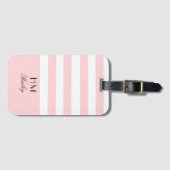 Monogrammed Roze en wit stijlvol Bagagelabel (Voorkant (horizontaal))