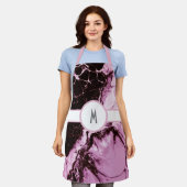 Monogrammed roze en zwart pron schort (Gedragen)