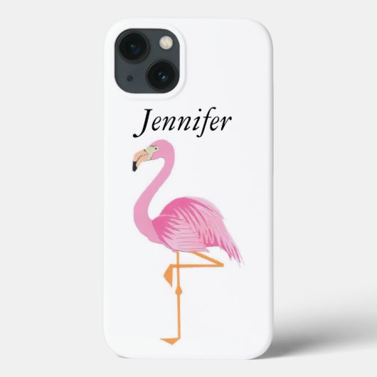 Monogrammed roze flamingo iPhone case cover (Achterkant)
