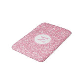 Monogrammed Roze Glitter Witte Cirkel Badmat (Gekanteld)
