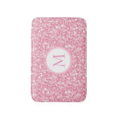Monogrammed Roze Glitter Witte Cirkel Badmat (Voorkant Verticaal)