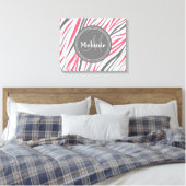 Monogrammed Roze & Gray Zebra Pattern Canvas Afdruk (Insitu (Slaapkamer))